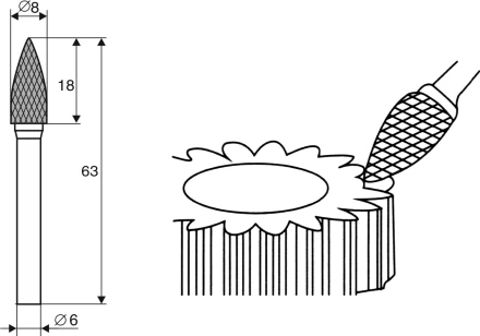 Борфреза Аркоподобная заостренная G 6х8 Энкор 21711 купить в Уфе