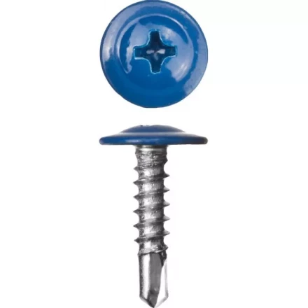 Саморезы ЗУБР с прессшайбой и сверлом по листовому металлу до 2мм, окрашенные в RAL-5005, PH2, 4,2х16мм, 500шт 300211-42-016-5005 купить в Уфе