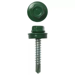 Саморезы ЗУБР "ПРОФЕССИОНАЛ" окраш., RAL 6002 зелен. лист, для крепл. кров. матер. к дерев. обреш., 4.8x29мм, 400шт 4-300315-48-029-6002