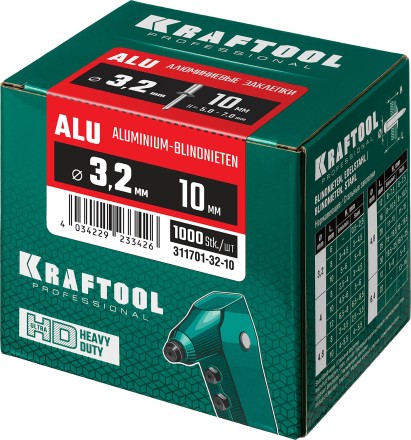 Заклепки алюминиевые KRAFTOOL 311701-32-10 купить в Уфе