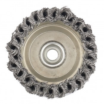 Щетка для УШМ Heavy Duty, 100 мм, М14, &quot;чашка&quot;, крученая металлическая проволока  MATRIX 74672 купить в Уфе