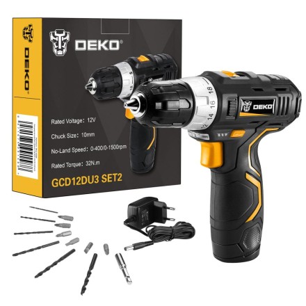 Дрель аккумуляторная в наборе DEKO GCD12DU3 SET2 Li-Ion, 063-4146 купить в Уфе