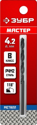 ЗУБР 4.2 х 75 мм, сталь Р4М2, класс В, сверло по металлу (29605-4.2) купить в Уфе