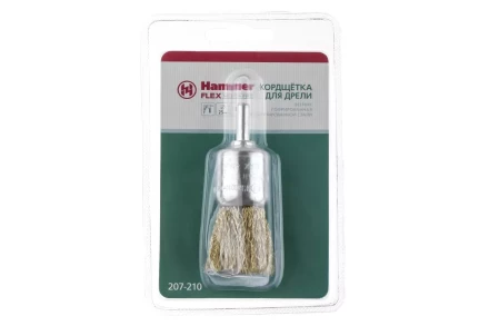 Кордщетка HAMMER кисть 25мм для дрели гофрированная латунированная сталь (207-210) купить в Уфе