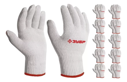 ЗУБР ОПТИМА, S-M, х/б перчатки без покрытия, 10 класс, 10 пар (11446-M10) купить в Уфе