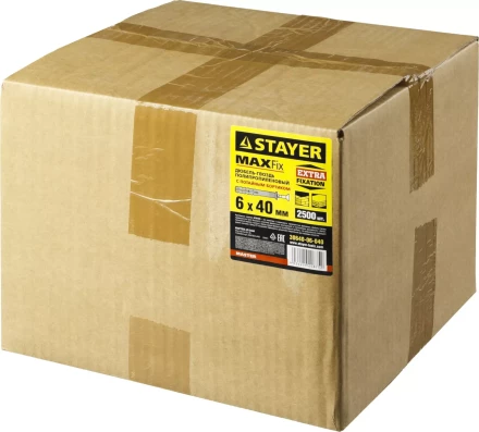 Дюбель-гвоздь полипропиленовый, потайный бортик, 6 x 40 мм, 2500 шт, STAYER Master 30640-06-040 30640-06-040 купить в Уфе