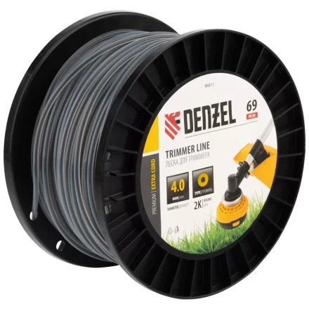 Леска для триммера двухкомпонентная круглая, 4,0мм х 69м, на DIN катушке EXTRA CORD// Denzel 96811 купить в Уфе