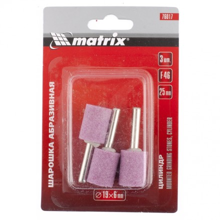 Шарошка абразивная цилиндр 10 x 20 x 3 мм F80 3 штуки MATRIX 76018 купить в Уфе