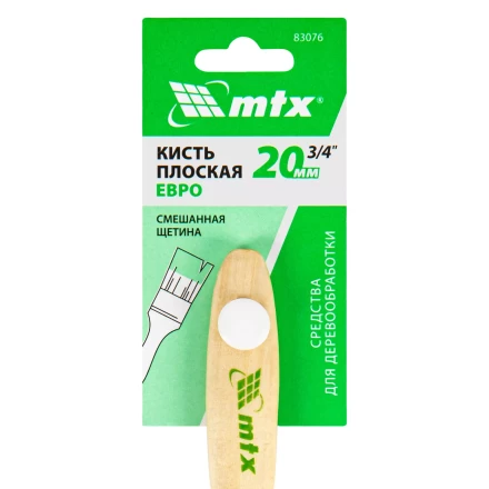 Кисть плоская &quot;Евро&quot; 3/4&quot;, смешанная щетина, деревянная ручка MTX 83076 купить в Уфе