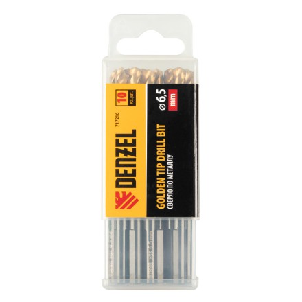 Сверло по металлу, 6,5 мм, HSS-Tin, Golden Tip, 10 шт. Denzel 717216 купить в Уфе