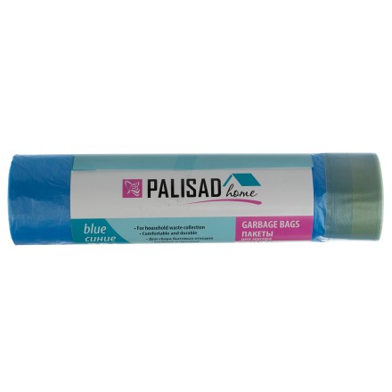 Пакеты для мусора с завязками 60 л x 20 шт., синие, Home Palisad 927205 купить в Уфе