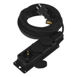 Удлинитель-шнур силовой Denzel Top Series 37421, КГТТ, 10м, 3 розетки, 3 x 1,5 мм, 3 м