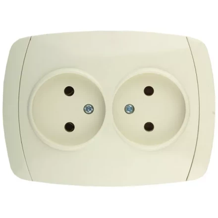 Розетка СВЕТОЗАР &quot;CITY LIGHT&quot; двойная в сборе, без заземления, цвет бежевый, 16А/~250В SV-54202-B купить в Уфе