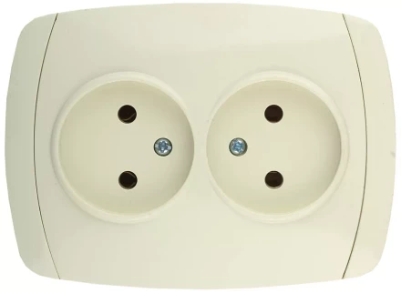 Розетка СВЕТОЗАР &quot;CITY LIGHT&quot; двойная в сборе, без заземления, цвет бежевый, 16А/~250В SV-54202-B купить в Уфе