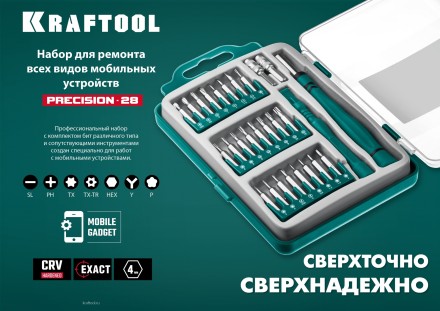 Набор Precision-28: для точных работ и всех видов мобильных устройств, двухкомпонентная рукоятка, Сr-V 25677 купить в Уфе