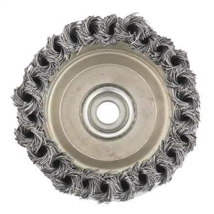 Щетка для УШМ Heavy Duty, 125 мм, М14, "чашка", крученая металлическая проволока  MATRIX 74674 купить в Уфе