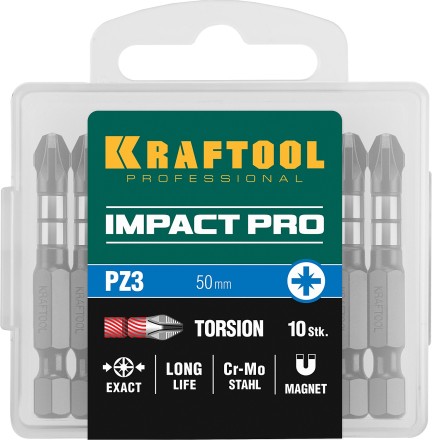 Биты для ударных шуруповертов KRAFTOOL Impact Pro PZ 26193-3-50-S10 купить в Уфе