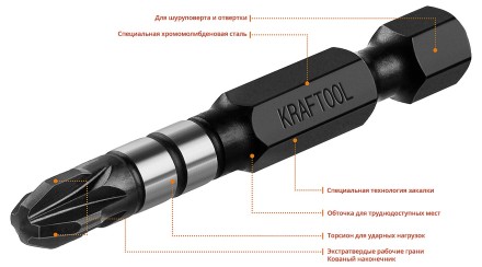 Биты для ударных шуруповертов KRAFTOOL Impact Pro PZ 26193-3-50-S10 купить в Уфе