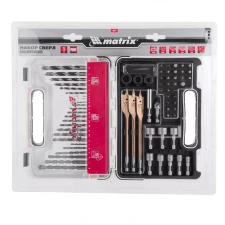 Набор сверл комбинированный по металлу 1-6 мм бетону 3-8 мм дереву 3-8 мм перки биты 30 шт адаптер головки 8 шт 71 предмет Pro Matrix 725671 купить в Уфе