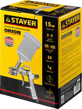 Краскопульт пневматический STAYER &quot;MASTER&quot; ORION, c верхним бачком, 1,5мм 06471-1.5 купить в Уфе