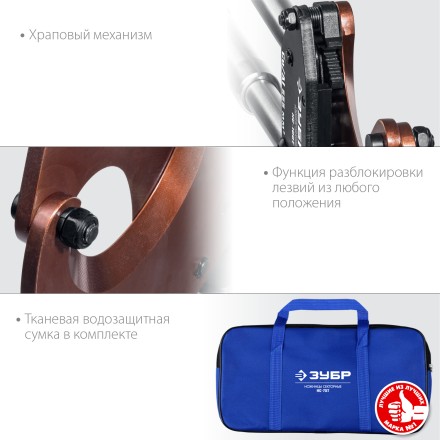 ЗУБР НС-100T, d 100мм, 270 - 440 мм, секторные ножницы, Профессионал (23353-100) купить в Уфе