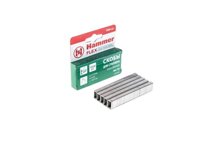 Скобы для степлера HAMMER 215-012 6мм, тип 53, 1000 шт. купить в Уфе