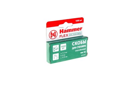 Скобы для степлера HAMMER 215-012 6мм, тип 53, 1000 шт. купить в Уфе