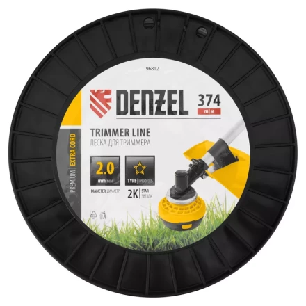 Леска для триммера двухкомпонентная звезда, 2,0мм х 374м, на DIN катушке EXTRA CORD// Denzel 96812 купить в Уфе