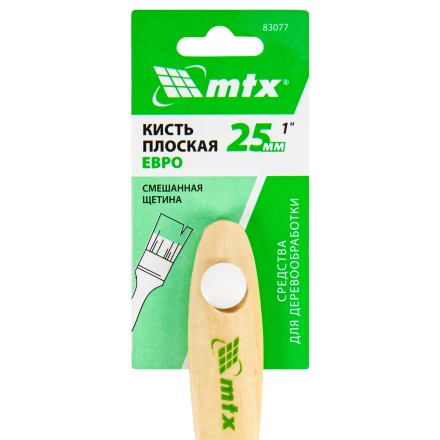 Кисть плоская &quot;Евро&quot; 1&quot;, смешанная щетина, деревянная ручка MTX 83077 купить в Уфе