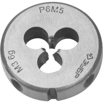 Плашка ЗУБР "ЭКСПЕРТ" круглая машинно-ручная для нарезания метрической резьбы, М3х0,5 4-28023-03-0.5 купить в Уфе