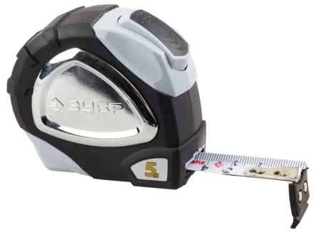Рулетка ЗУБР "ЭКСПЕРТ" "ПРЕМИУМ", двухкомпонентный корпус, автостоп, полотно с нейлоновым напылением, 5 м / 19 мм 34050-05-19_z01 купить в Уфе