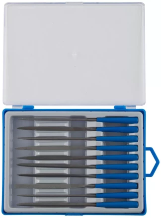 Набор ЗУБР &quot;ЭКСПЕРТ&quot; Надфили, пластмассовая ручка, насечка 0=драчевая, 100мм, 10шт 16021-0-H10 купить в Уфе