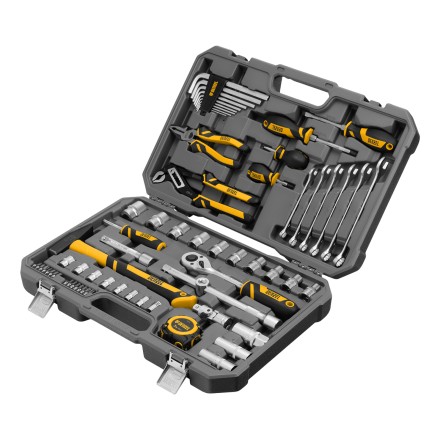 Набор инструментов Denzel 15801, 1/2&quot;, 1/4&quot;, CrV, S2, пластиковый кейс, 64 предмета купить в Уфе