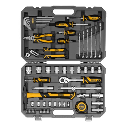 Набор инструментов Denzel 15801, 1/2&quot;, 1/4&quot;, CrV, S2, пластиковый кейс, 64 предмета купить в Уфе