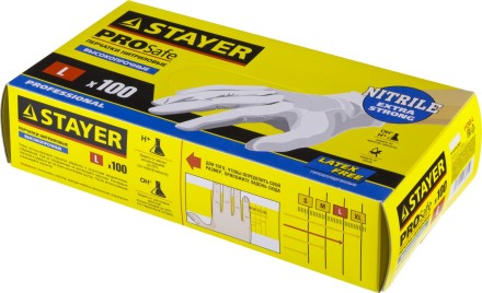 Перчатки STAYER &quot;PROFI&quot; нитриловые экстратонкие, L, 100шт 11203-L купить в Уфе