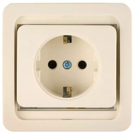 Розетка СВЕТОЗАР &quot;ГАММА&quot; одинарная, с заземлением, цвет бежевый, 16А/~250В SV-54105-B купить в Уфе