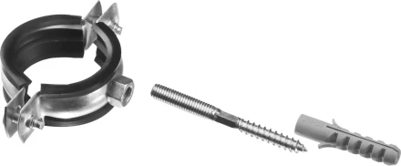 ЗУБР &quot;МАСТЕР&quot;. Хомут трубный с гайкой, оцинкованный, в комплекте с сантехнической шпилькой и дюбелем, 1 1/4&quot;, 1шт 37866-38-43 купить в Уфе