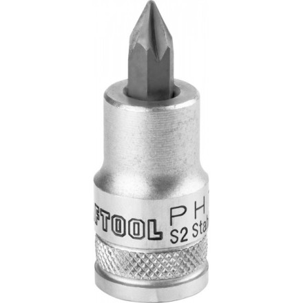 Торцовая бита-головка KRAFTOOL &quot;INDUSTRIE QUALITAT&quot;, материал S2, PHILLIPS, сатинированная, 1/2&quot;, PH1 27901-1_z01 купить в Уфе