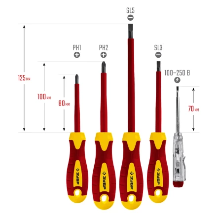 ЗУБР 5 предм, набор диэлектрических отверток, Профессионал (25265) купить в Уфе