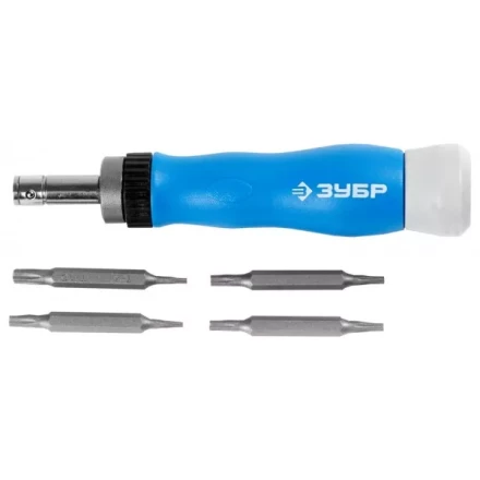 Набор ЗУБР Отвертка &quot;ЭКСПЕРТ&quot; для точных работ, реверсивная рукоятка, CR-V, сменные двусторонние биты TORX, 5предметов 25625-H5 купить в Уфе