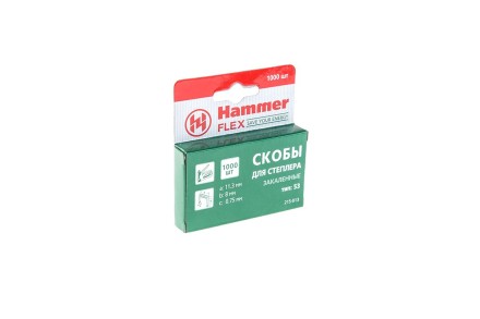 Скобы для степлера HAMMER 215-013 8мм, тип 53, 1000 шт. купить в Уфе