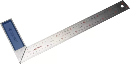 Угольник ЗУБР &quot;ЭКСПЕРТ&quot; столярный, гравированная шкала, алюминиевая рукоятка, нержавеющее полотно 37мм, 400мм 34393-40 купить в Уфе