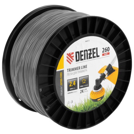Леска для триммера двухкомпонентная звезда, 2,4мм х 260м, на DIN катушке EXTRA CORD// Denzel 96813 купить в Уфе