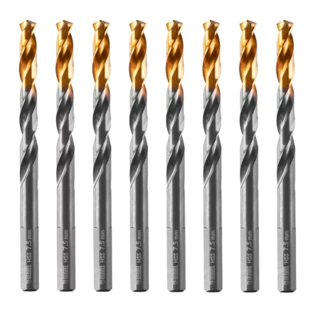Сверло по металлу, 7,5 мм, HSS-Tin, Golden Tip, 8 шт. Denzel 717218 купить в Уфе