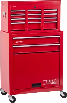 Тележка инструментальная STAYER &quot;MASTER&quot; комбо, 2 ящика + ящик настольный, 7 полок, 616х330х742мм 38909-K купить в Уфе