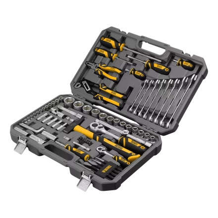 Набор инструментов Denzel 15802, 1/2&quot;, 1/4&quot;, CrV, S2, пластиковый кейс, 84 предмета купить в Уфе