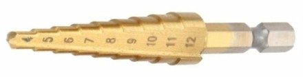Сверло ступенчатое HSS-TiN с прямым желобком, 4-12x42x65, 1/4&quot; (Makita D-40113) купить в Уфе