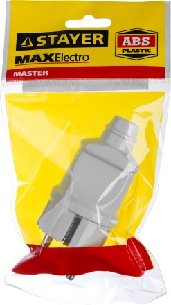 Вилка MAXElectro электрическая, 16А/220В, с заземлением, белая, STAYER 55160-W купить в Уфе