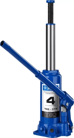 Домкрат гидравлический бутылочный T50, 4т, 192-374мм, в кейсе, ЗУБР Профессионал 43060-4-K 43060-4-K_z01 купить в Уфе