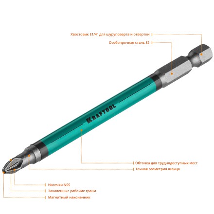 Биты KRAFTOOL OPTIMUM PZ 26124-2-100-10 купить в Уфе
